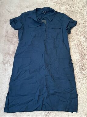 Tommy Hilfiger Navy Blue Short Sleeve Shirt Dress